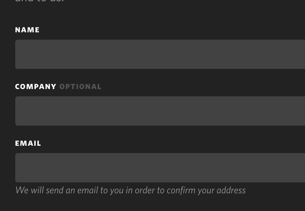 Detail of a form on Casting Collective website