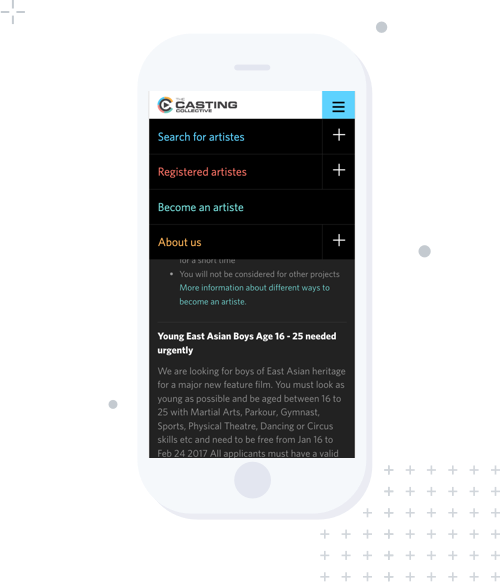 Mobile view of Casting Collective website